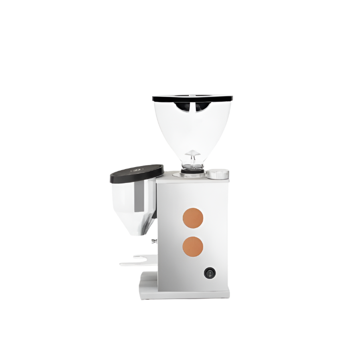 Full left side image of Copper Variant Rocket Espresso Faustino Espresso Grinder