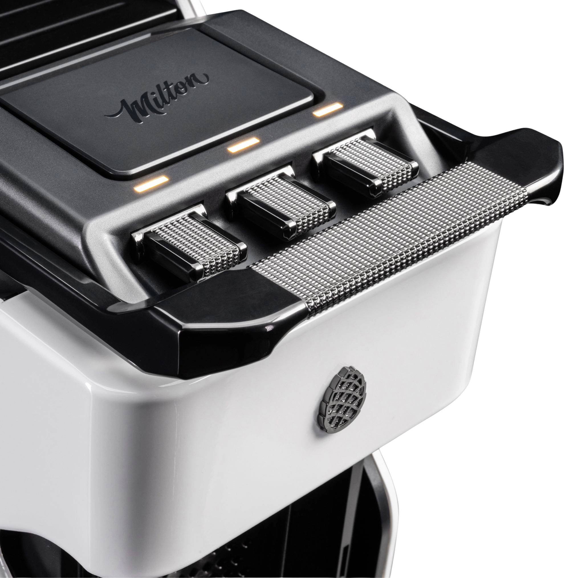 Milton Coffee Line1 Nespresso Compatible Brewer in Glacier & Onyx– controls detail
