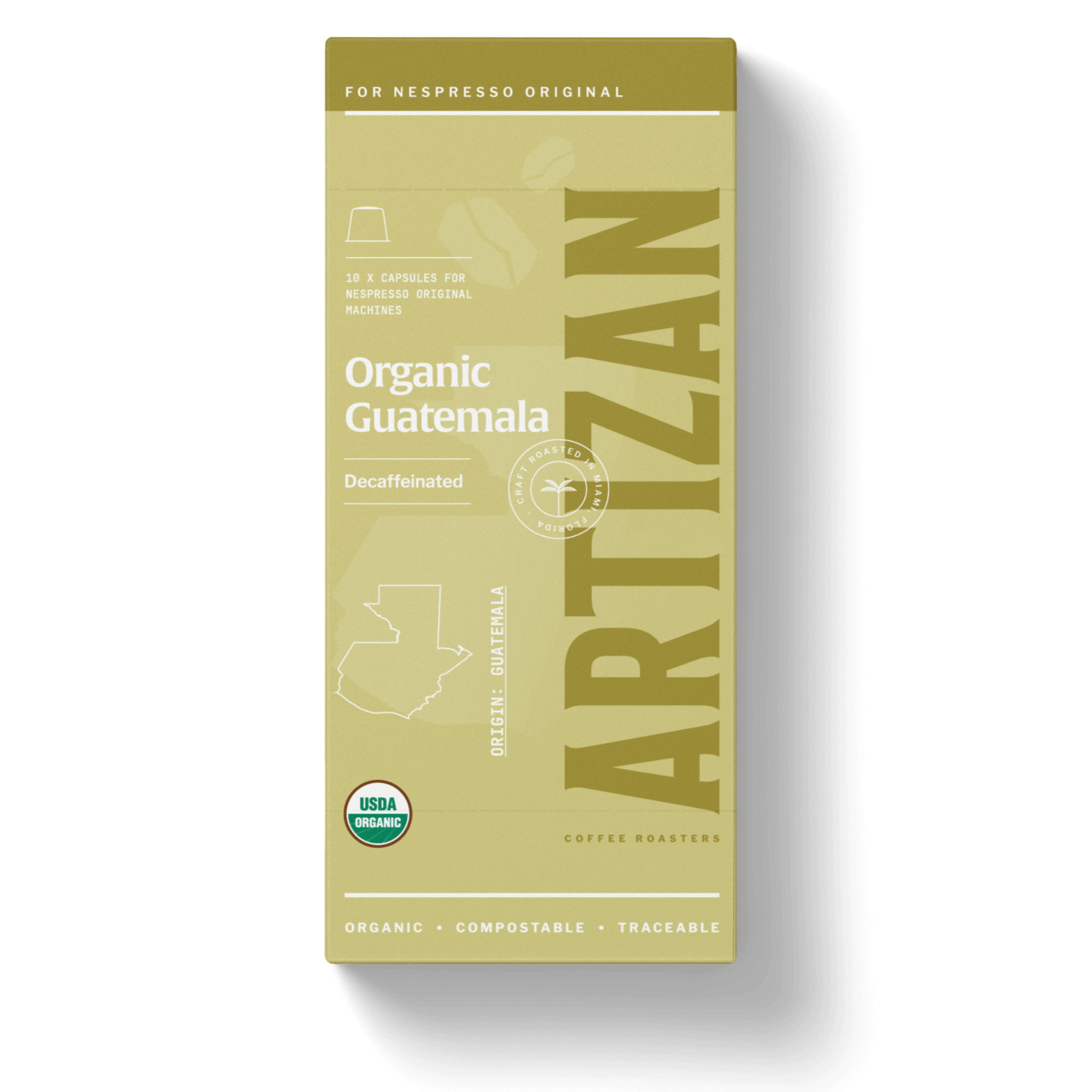 An image of Organic Guatemala Decaf Packaging. 