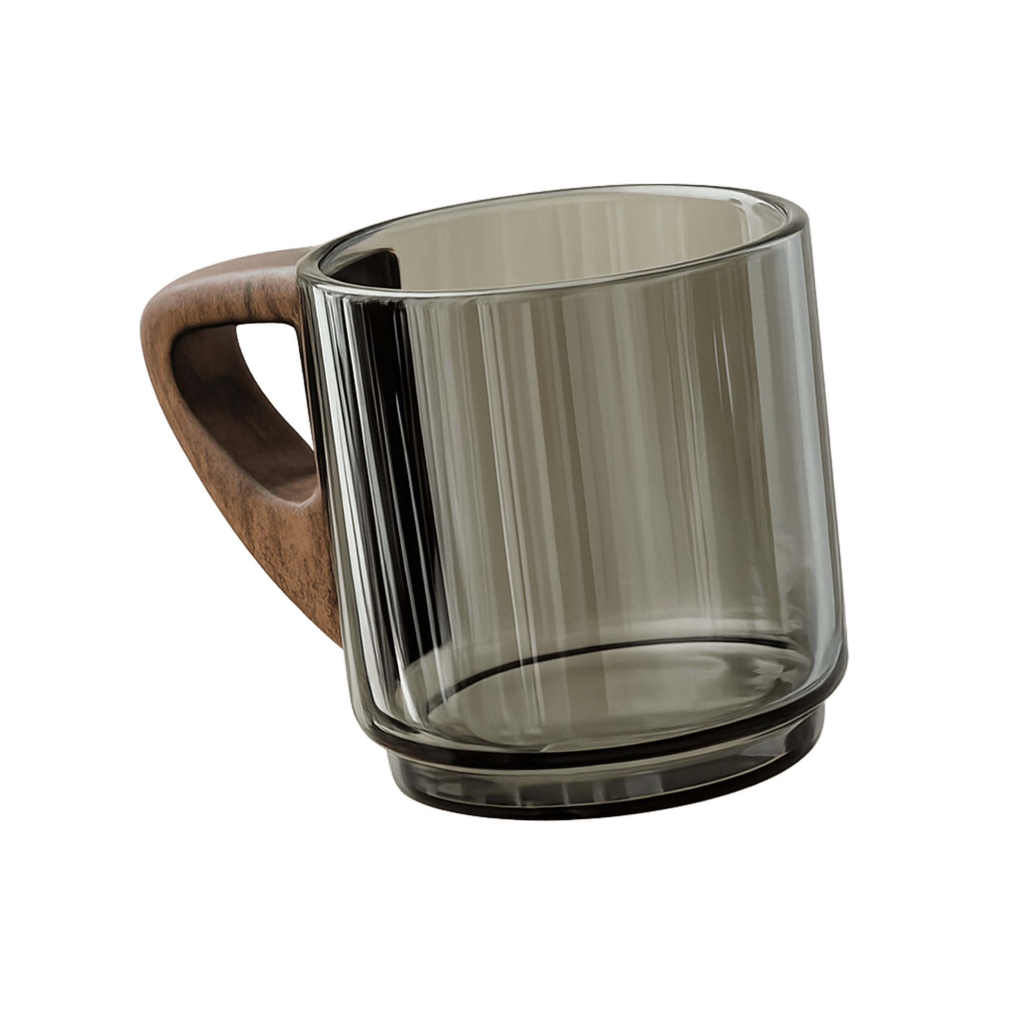 hadcrafted glass espresso cup with wooden handle hero image