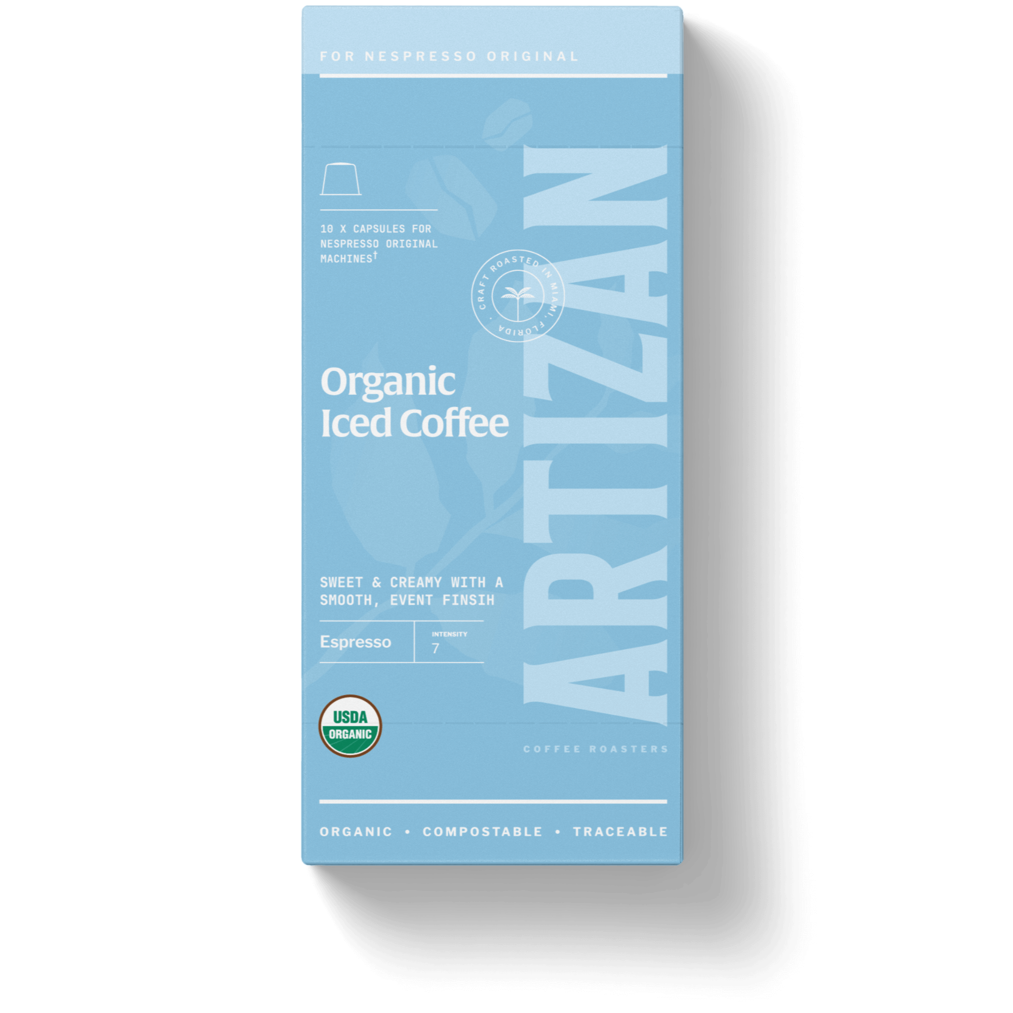 An image of Organic Iced Coffee Packaging. 