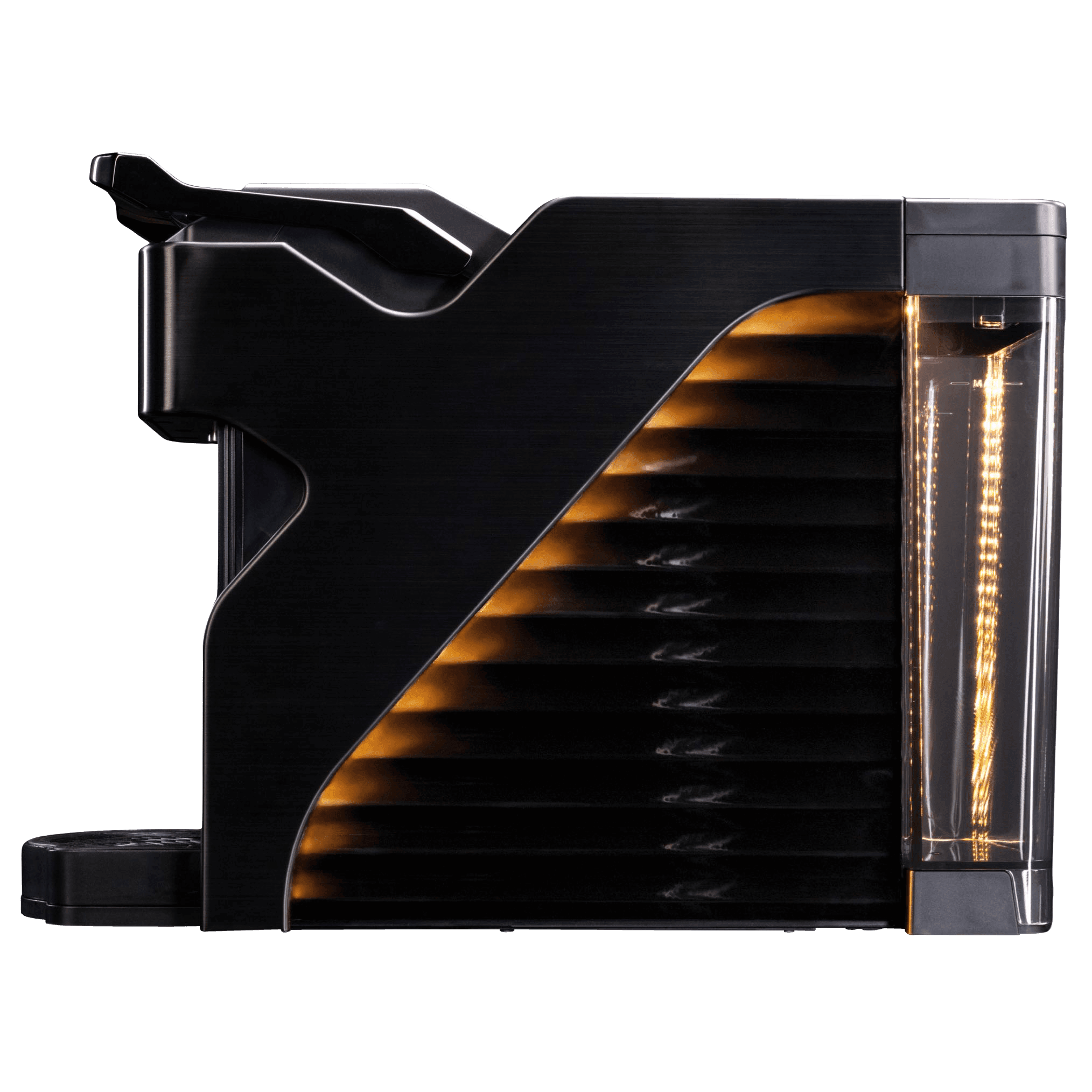 Line1 Espresso and Coffee Machine in Brushed Nickel and Onyx – side view