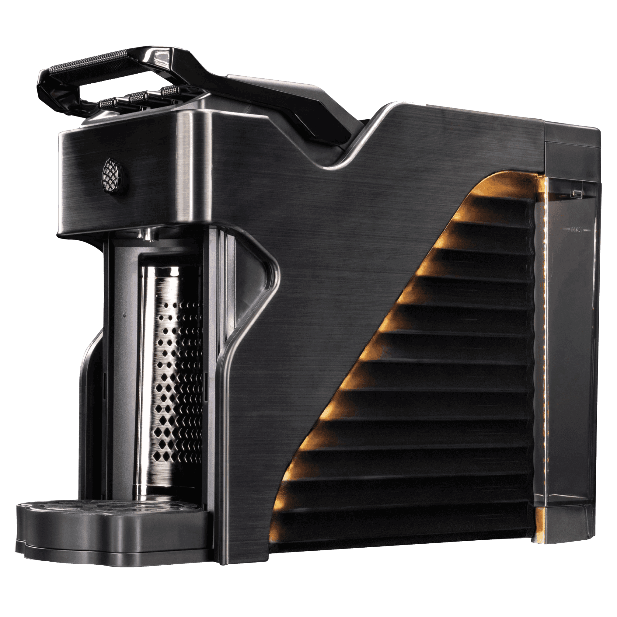 Line1 Espresso and Coffee Machine in Brushed Nickel and Onyx – three-quarter view