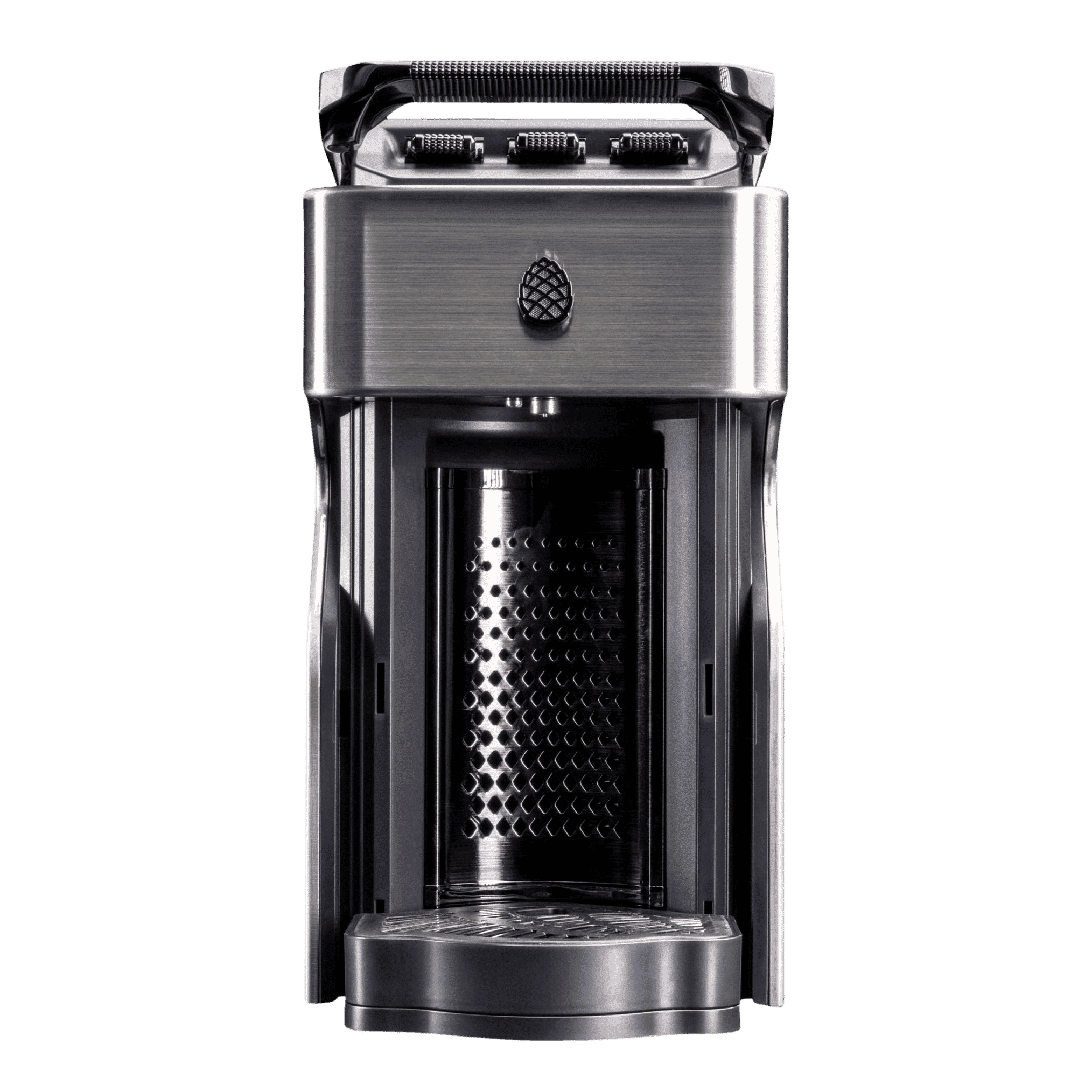 Line1 Espresso and Coffee Machine in Brushed Silver and Grain on white background