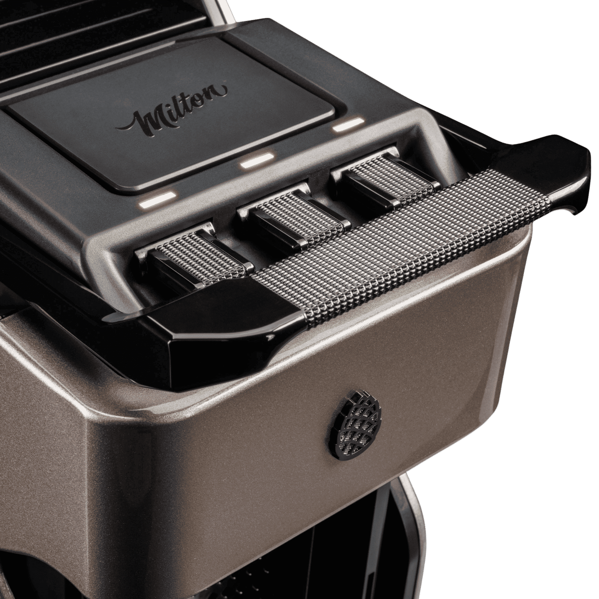 Line1 Espresso and Coffee Machine in Champagne and Grain – front view on white background