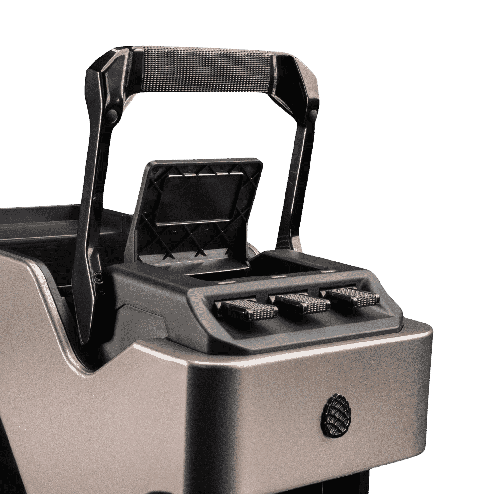 Line1 Espresso and Coffee Machine in Champagne and Grain showing Nespresso capsule compatibility