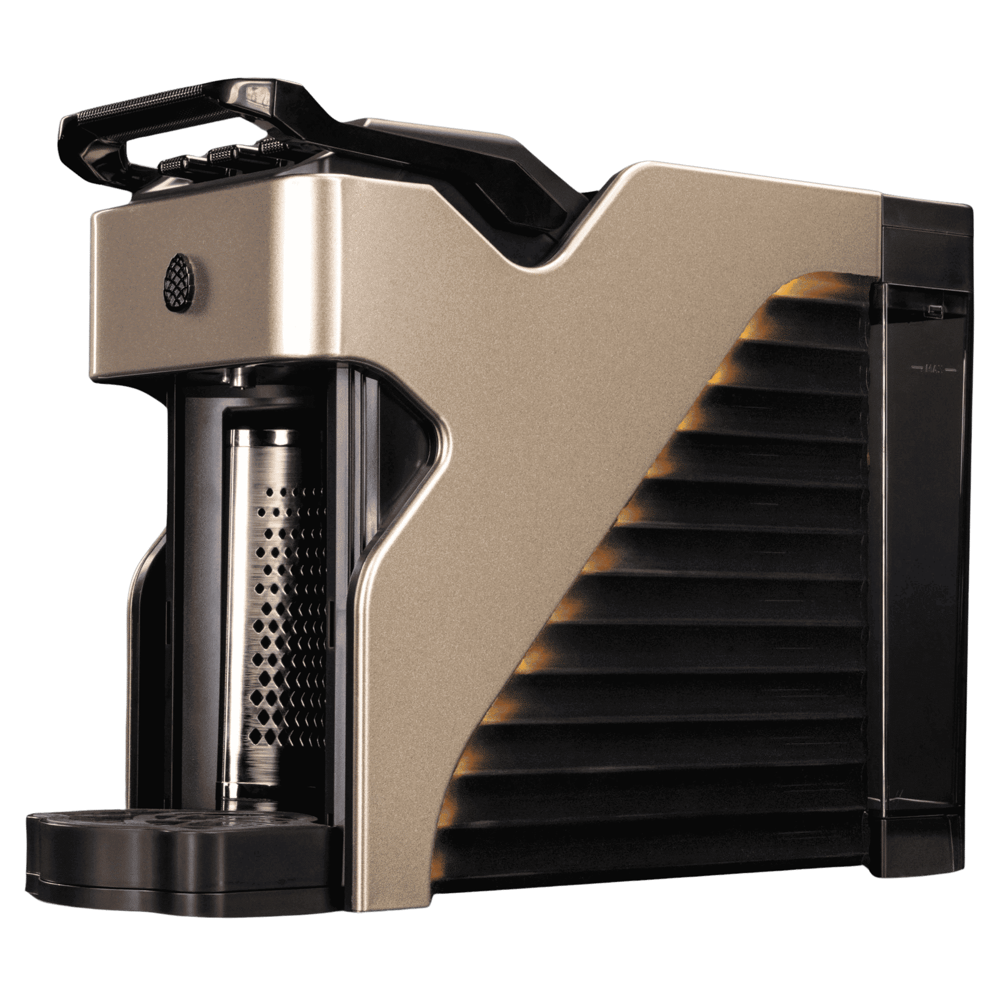 Line1 Espresso and Coffee Machine in Champagne and Onyx – three-quarter view on white background
