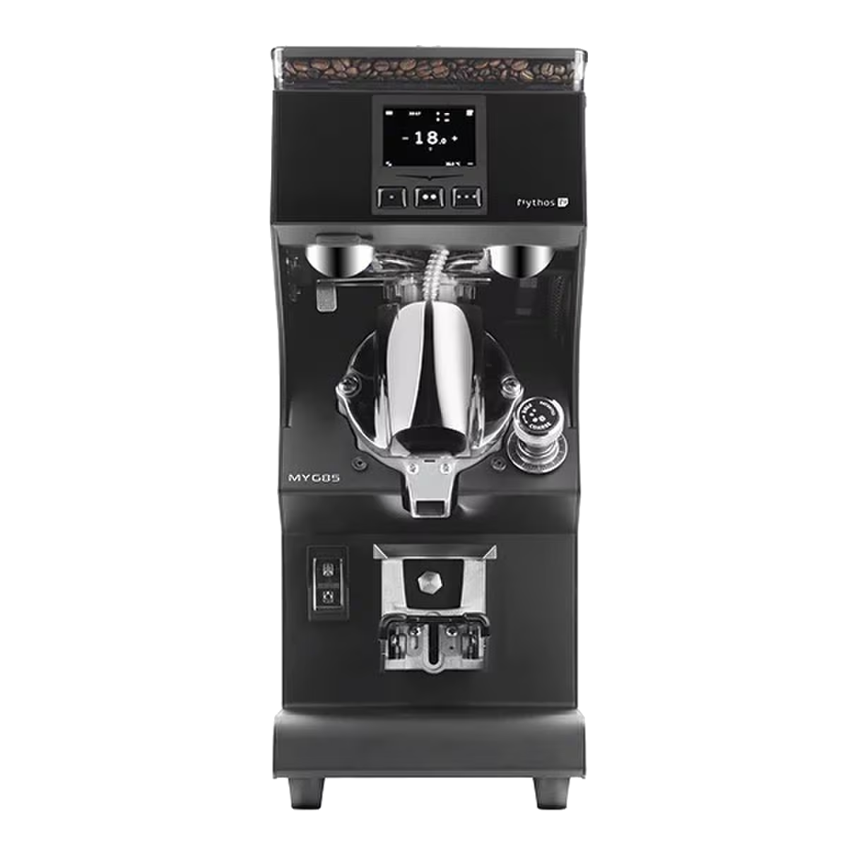 Front image of black variant Victoria Arduino My Mythos Espresso Grinders