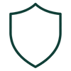 Shield outline icon representing protection from synthetic chemicals and pesticide-free farming