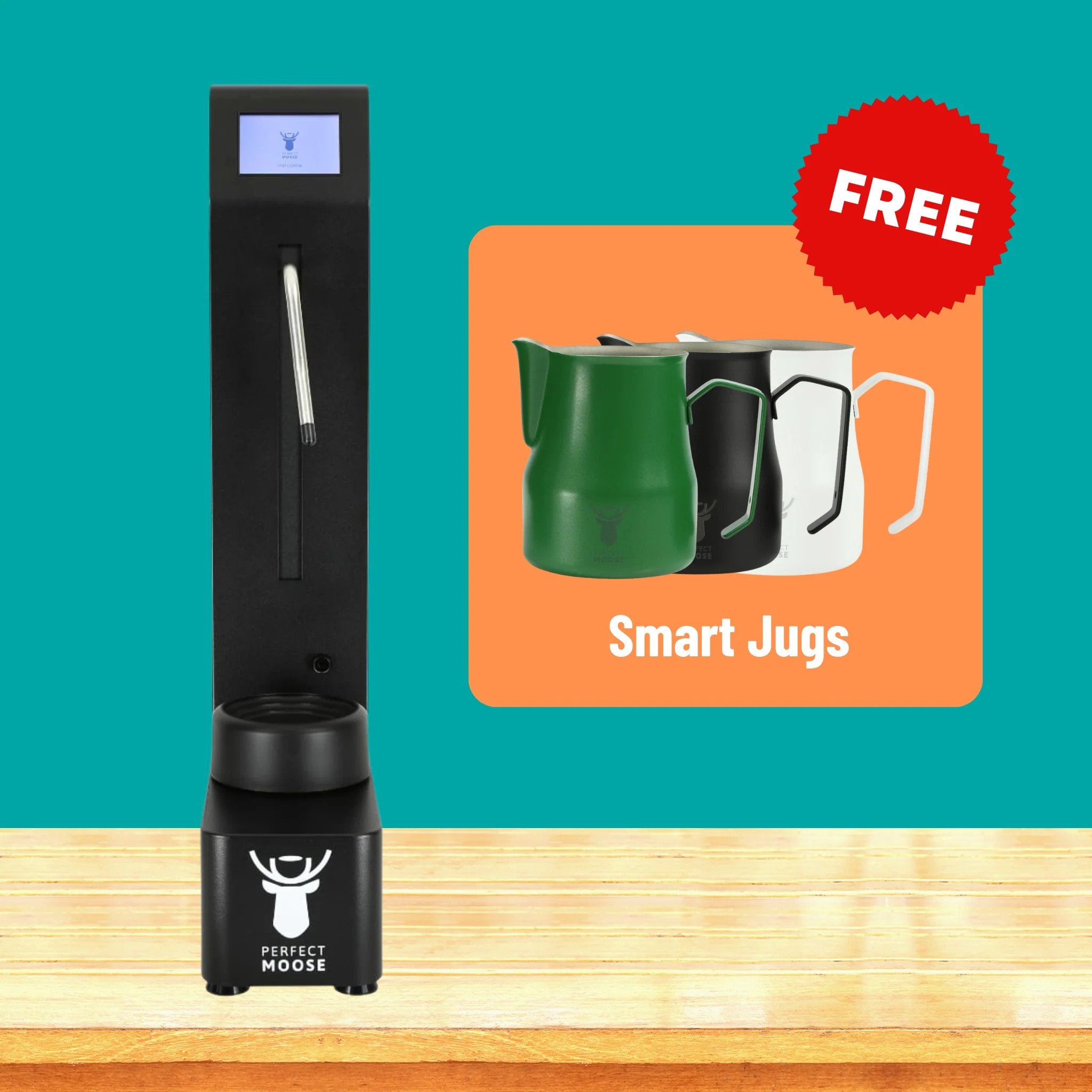 Perfect Moose Automatic Milk Steamer Greg with FREE 16oz & 25oz Smart Jugs