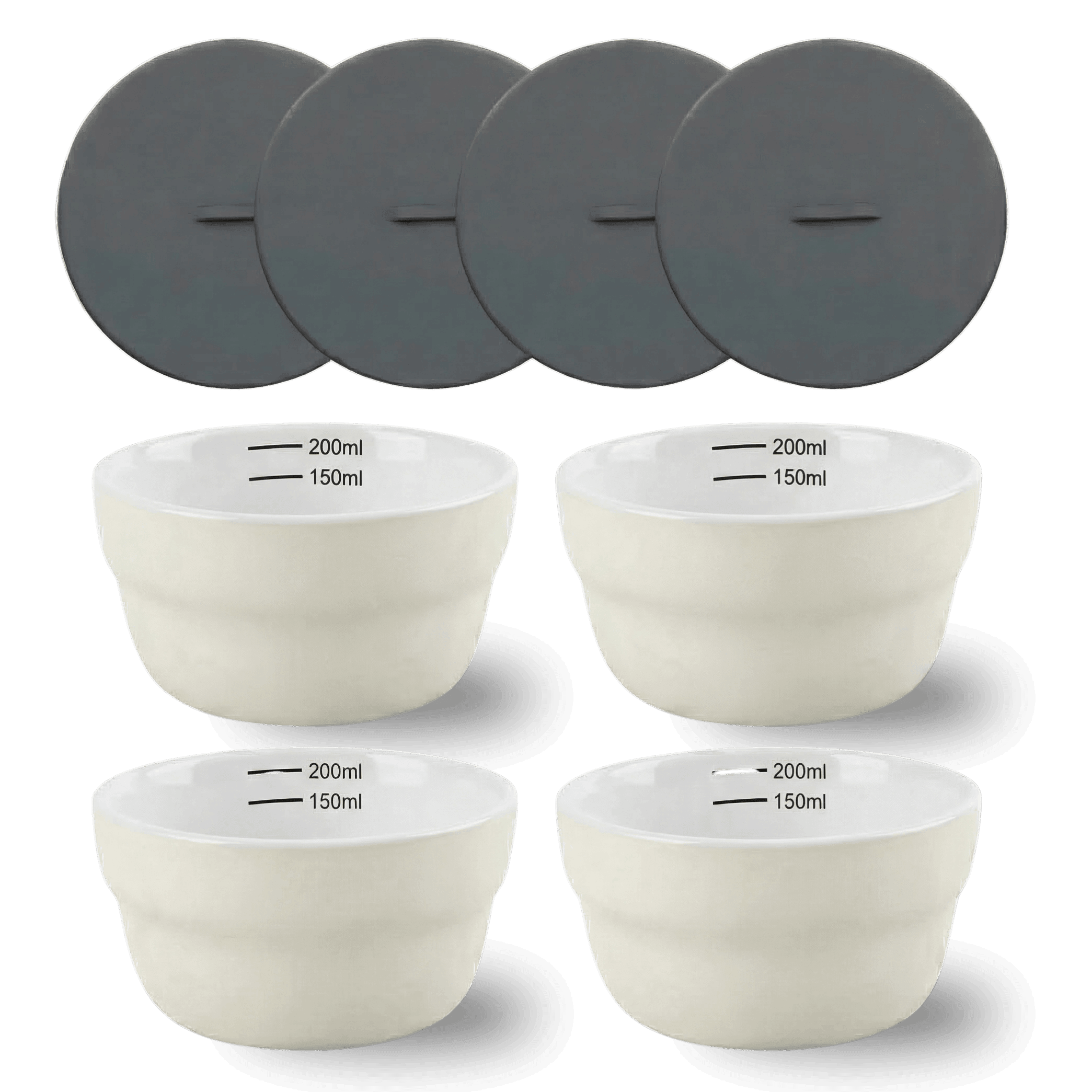 artizan coffee cupping bowl ivory on ivory set of 4 with transparent background